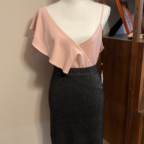 Nordstrom Halogen Black Side Slit Metallic Knit - Picture 4 of 7